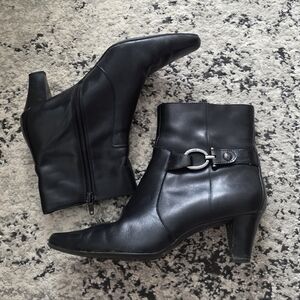 Anne Klein Leather Boots Womens 8 Y2k Style City Chic Preppy Black